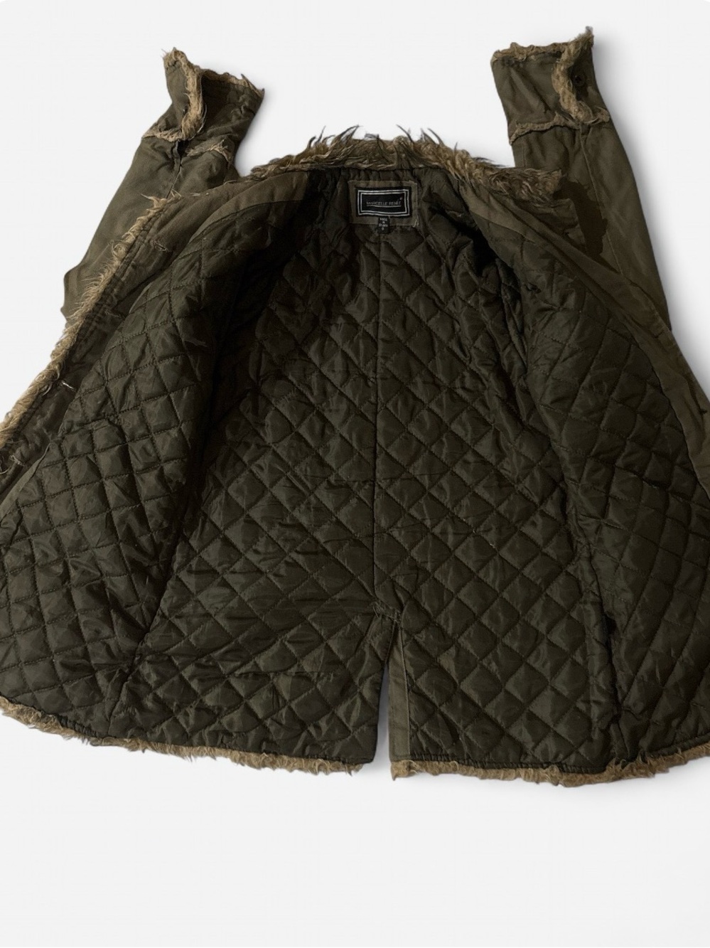 Olive Faux-Fur Trim Women's Coat - Picture 4 of 11